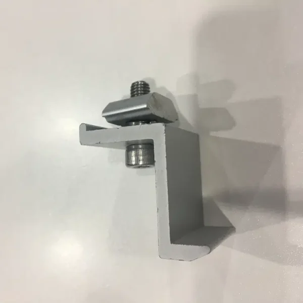 Aluminum Solar End Clamp Side view of frameless solar end clamp