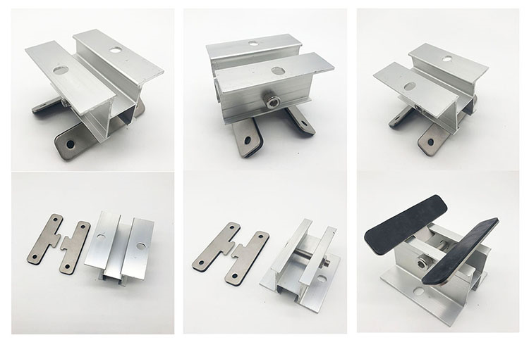 Solar mounting universal trapezoidal fixture parts show